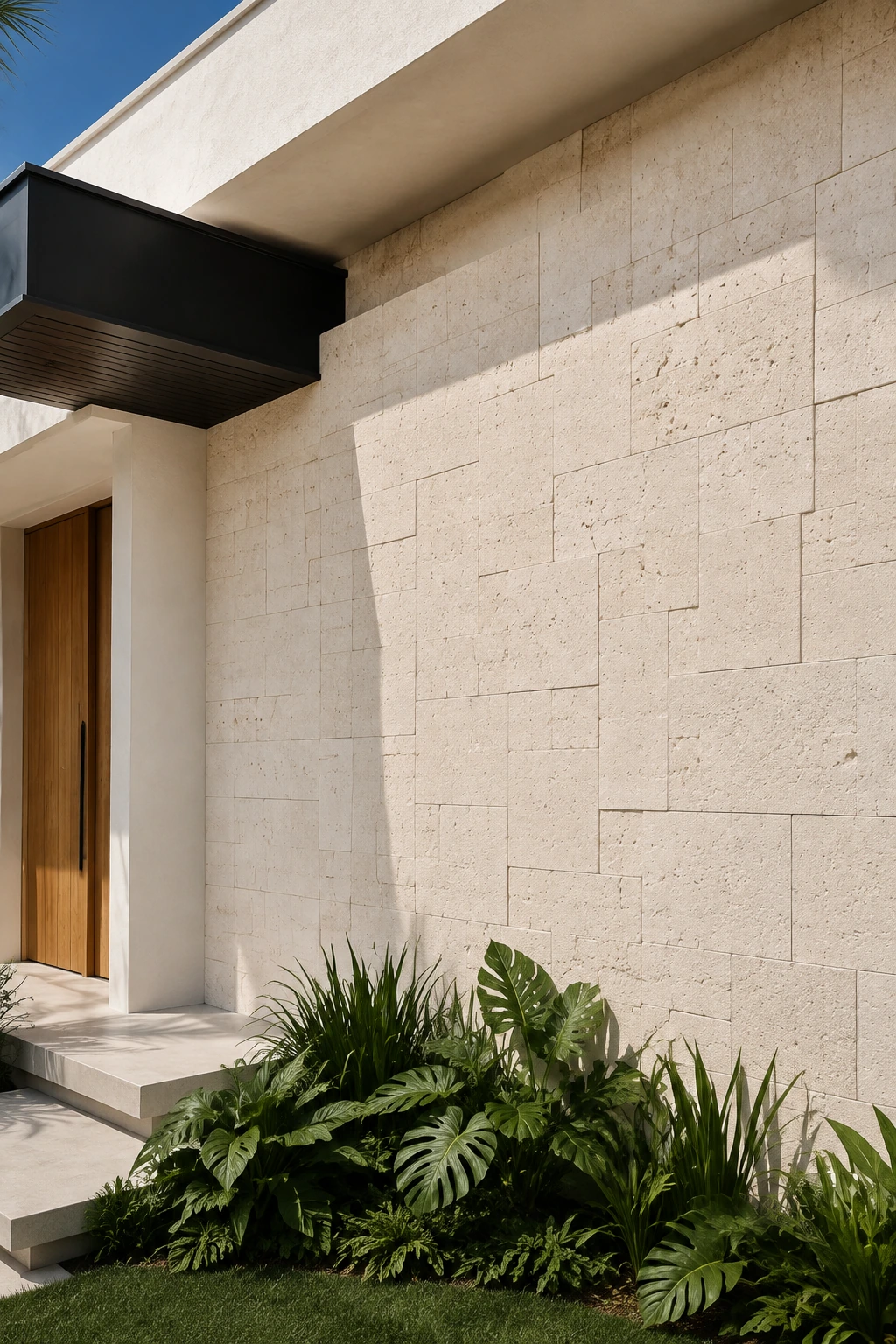 Aplicação ilustrativa de Antiqua Crema em fachada residencial